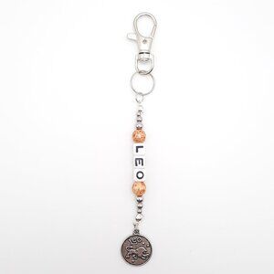 Leo Generous Zodiac Astrology Lion Beaded Keychain Handmade Accessory